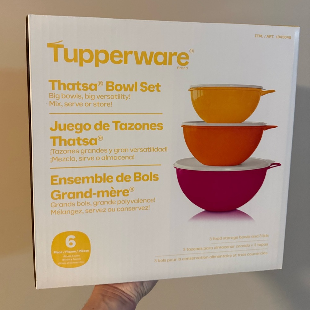Tupperware Thatsa Bowl Set Nesting Bowl Set in Yellow, Orange, Pink NEW